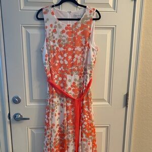 Emma & Michele Orange and Cream Polka Dot Midi Dress